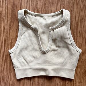 Butter yellow Ribbed Cropped sports bra
